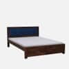 Dhunja Solid Sheesham Wood  King Size  blue Upholstered  Bed In Provincial Teak Finish