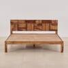 Baare Solid Wood King Size  Bed In Natural Teak Finish