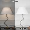 Lysandra Zigzag Antique Brass Table Lamp with White Cotton Shade
