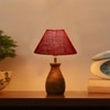 Devansh Maroon Jute Table Lamp With G Wood Natural Base (10X12.5 Inches)-34