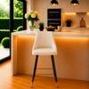 Doe Buck Upholstered Counter Height Bar Stool in Beige Colour with Gold Accents
