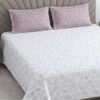 White And Lavender Shade  Floral Cotton 400 Tc Flat  Super King Size Bedsheet With 2 Pillow Covers