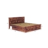 Diamond Solid Wood King  Size Bed With Box Storage (Teak Finish)