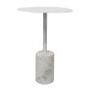 Metalsmith Round Side Table – Metal Top & Marble Base, White
