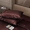 Stoa Paris Satin Comforter King Size with 2 Pillow Covers, 300TC Comforter Set Noir Chocolat