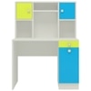 Minerva Kids Study Desk with Drawer Cabinets and Built in Bookshelf in Lime Yellow Azure Blue Colour