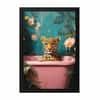 The Castle Decor Cute Leopard Pink Bathtub Bathroom Wall Art 8x12 Inch