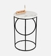 White Metal Side Table in Gold Colour