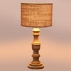 Devansh Beige Jute Table Lamp With  Wood Natural Base (7X17.5 Inches)-9