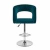 Doe Buck Adjustable Upholstered Bar Stool in Teal Colour with Chrome Base