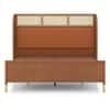 Fiji Wingback Cane and Solid Wood Queen Size Non-Storage Bed in Nappa Tan Leatherette