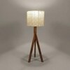 Triune Brown Wooden Table Lamp with White Printed Lampshade