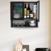 Aluminium Black Profile 2 Fluted Glass Handless Shutter With Space Organizer In Slate Grey Finish