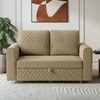 Baruna 2 Seater Velvet Pull Out Sofa Cum Bed with Storage In Beige Color