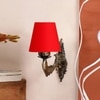 Devansh Metal Electric Wall Light in Antique Gold Colour with Red Shade Count of 1 Light