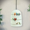 Flying Flock Glass Electric Hanging Light in White Colour