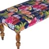 Cairo Sheesham Wood Mid-Century 3 Seater Dining Bench in Fruit Print Blue Kantha