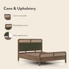 Hanoi Solid Wood Cane Queen Size Nonstorage Bed In Danish Walnut Finish with Deep Olive Colour