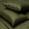 Stoa Paris Satin Pillow Covers,  Premium Plain Pillow Cover Set of 2, 68L x 45W cms - Olive Oasis