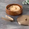 Classic Acacia Wood Roti Box With Tong Gold