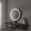 Round LED Mirror with Gold Aluminium Frame Modern Circular Vanity Mirror