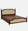 Domino Solid Wood King  Size Bed With Box Storage (Provincial Teak Finish, Beige Colour)