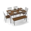 Diner 6 Seater Dining Table Set (With Bench) (Finish- Golden Oak)