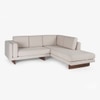 Chiyo Solid Wood L Shape Sofa Set Two Seater Left Aligned Chaise in Beige Colour