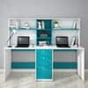 Natsu Twin Home Office Table Frosty White and Ocean Green