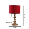 Devansh Maroon Jute Table Lamp With G Wood Natural Base -(7X7X15.5 Inches)-12
