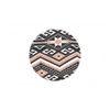 Louisville Acacia Wood Parisian Round Set of 2 Pouf Stools in Multi-colour Jacquard