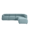 Zenliving Wood Left Aligned 3-Seater With Upholstery Non Storage Sofa In Blue Colour