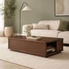 Selwyn Sheesham Wood Linear Slat Coffee Table in Walnut Finish