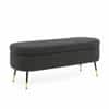Doe Buck Luxury Boucle Storage Bench in Grey Colour with Gold Tipped Legs