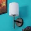 Eliante Cloth Shade Wall Lights Mild Steel & Glass Material Dark Brown & White Finish