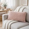 Criss Cross Pink Pearl Cotton Knitted Decorative Cushion Cover 12 x 20 Inches