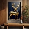 The Castle Decor Golden Deer Wall Painting Framed Artwork 20x30 Inch