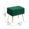 Doe Buck Ribbed Velvet Ottoman Stool in Green Colour with Gold Metal Legs