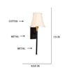 Devansh Metal Electric Wall Light in Black Colour with Off-white Shade Count of 1 Light