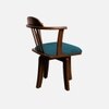Vanilla Revolving Teak Wood Chair in Teal Blue Colour
