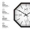 Octagonal Wooden Wall Clock with Bold Roman Numerals