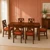 Globally Indian Anvaya Solid Sheesham Wood 6 Seater Dining Table Set 6 Chairs Terracotta Orange