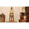 Achille Brown Wooden Table Lamp with White Jute Lampshade
