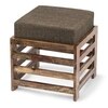 Houston Sheesham Wood Stool in Teak Finish with Jute Brown Cushion