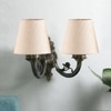 Devansh Metal Electric Wall Light in Antique Gold Colour with White Shade Count of 2 Lights