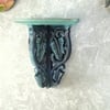 Multishade Colour Solid Wood Handcarved Harita Patra Floating Wall Shelf with distres finish by DisooFashions