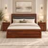 Vrinda Solid Wood King Size Bed With Non-Storage In Honey Oak Finish 72 x 75 inch