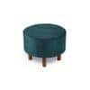 Rosslyn Solid Wood Ottoman Pouffee in Turquoise Sea Velvet