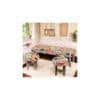 Asteria Solid Wood 2 Seater Bench Set With 2 Stools In Multi Colour Israel Print Kantha Fabric