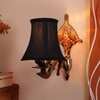 Devansh Gold Antique Wall Mounted Lamp With Black  Cotton Shade